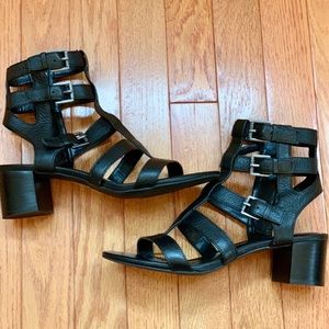 Ralph Lauren Black Leather Gladiator Heels NWOT